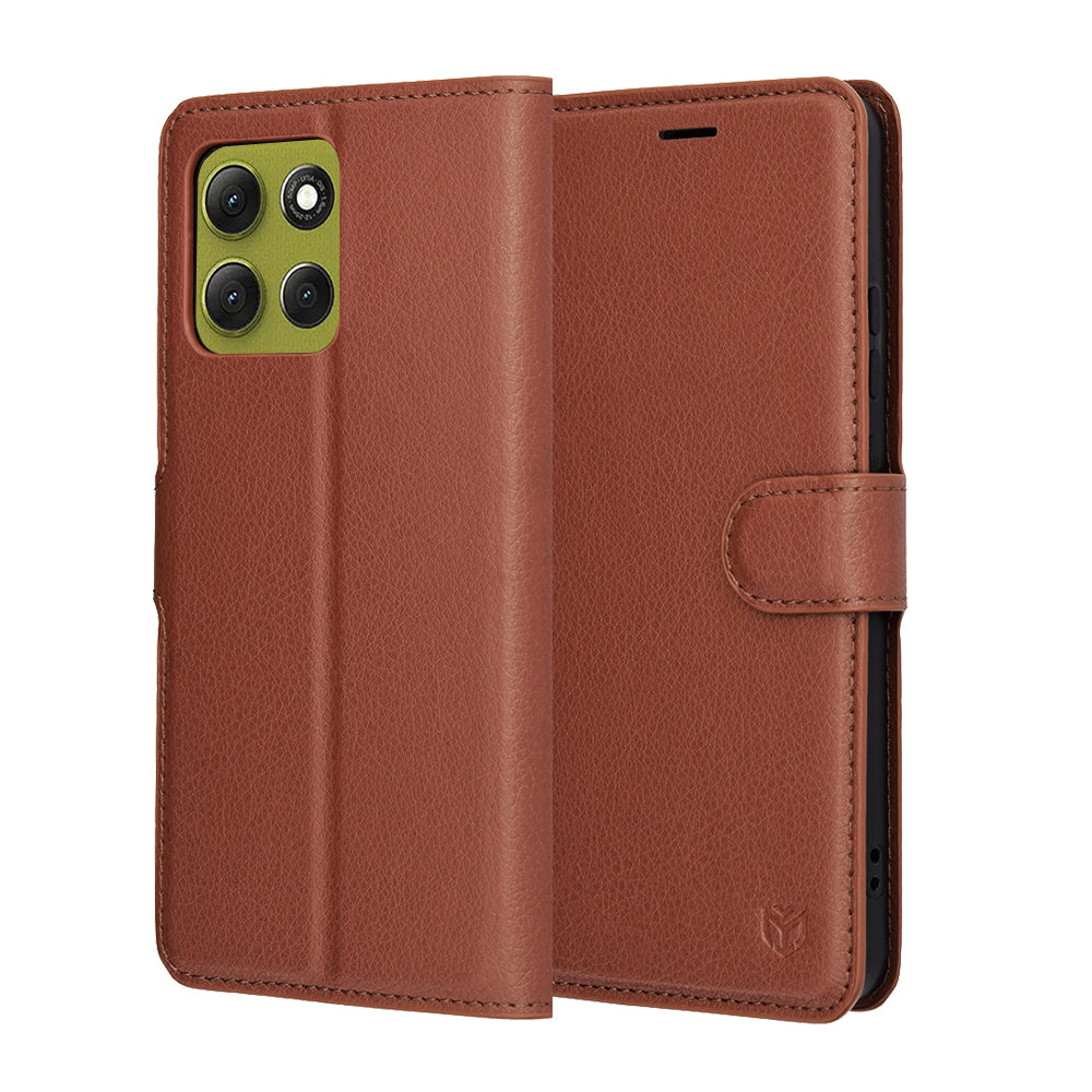 Capa para Motorola Moto G86, Techsuit, Leather Folio, Castanho