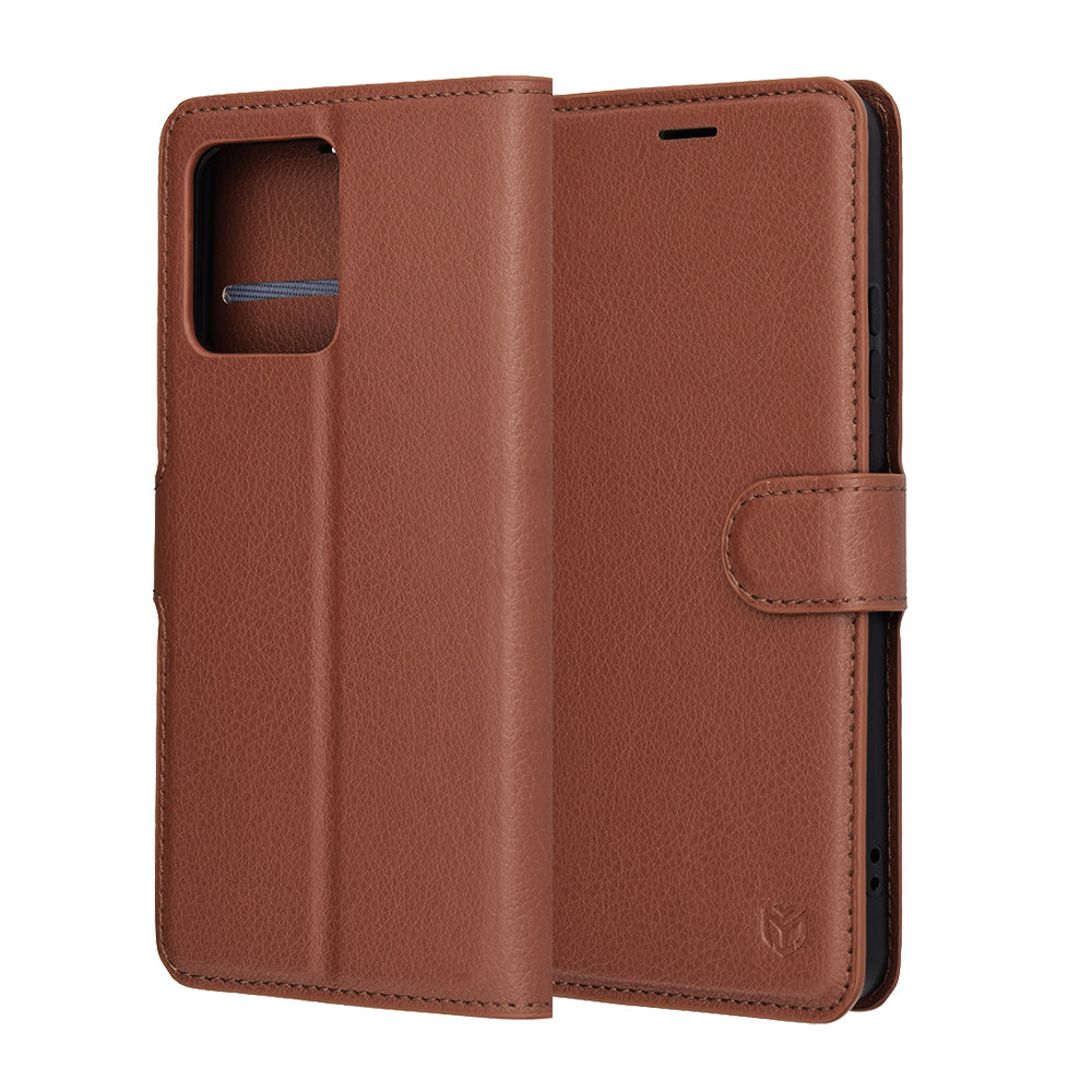 Capa para Motorola Moto G86, Techsuit, Leather Folio, Castanho