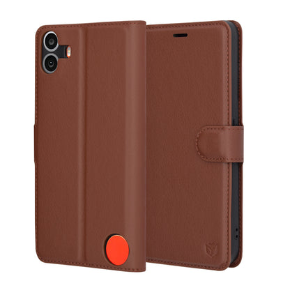 Capa para Nothing CMF Phone 1, Techsuit, Leather Folio, Castanha