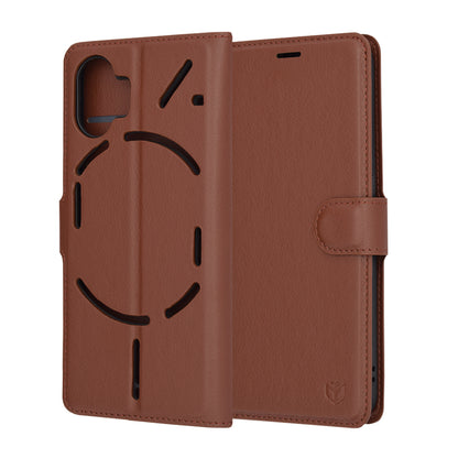 Capa para Nothing Phone (2), Techsuit, Leather Folio, Castanha