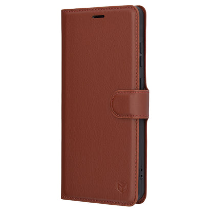 Capa para OnePlus 13R, Techsuit, Leather Folio, Castanha
