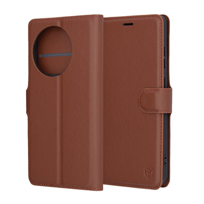 Capa para OnePlus 13R, Techsuit, Leather Folio, Castanha