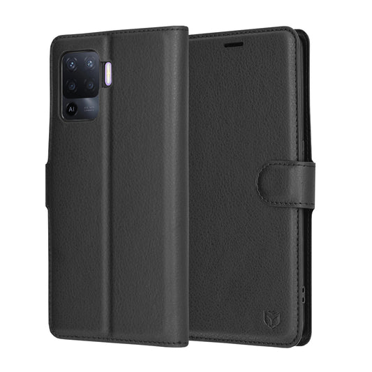 Capa para Oppo A94 / Reno5 Lite, Techsuit, Leather Folio, Preta