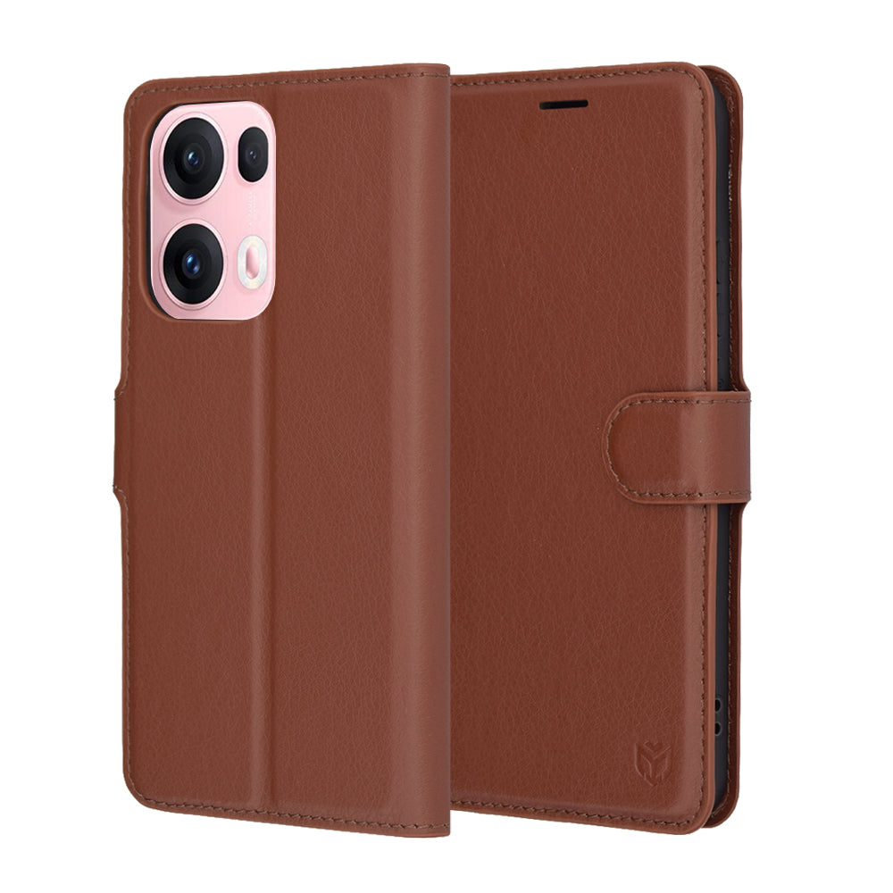 Case for Oppo Reno13 Pro, Techsuit, Leather Folio, Brown