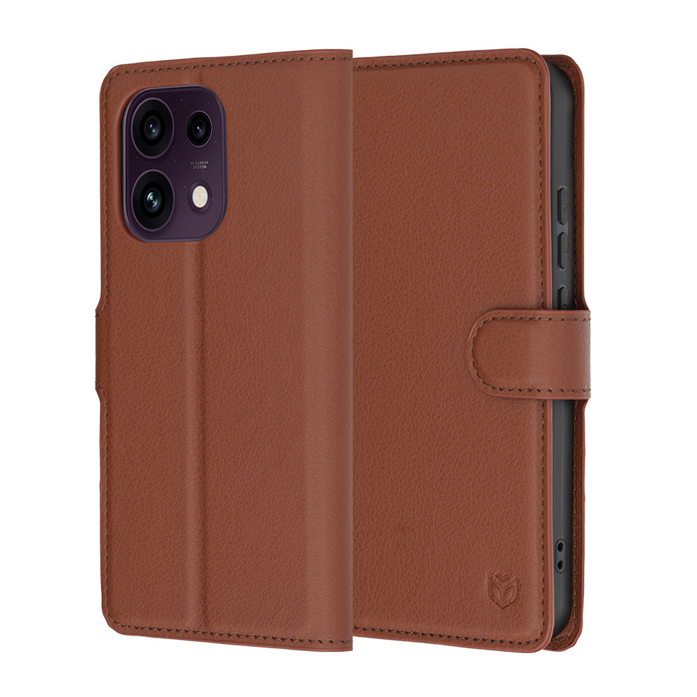 Capa para Oppo Reno16 F / Reno16 FS, Techsuit, Leather Folio, Castanha