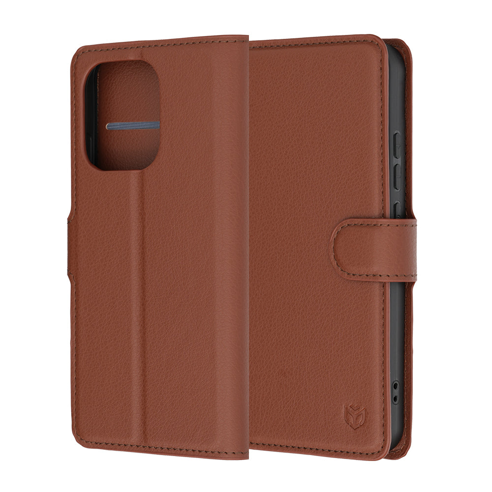 Capa para Oppo Reno16 F / Reno16 FS, Techsuit, Leather Folio, Castanha