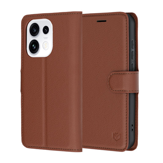 Capa para Oppo Reno16 Pro, Techsuit, Leather Folio, Castanho