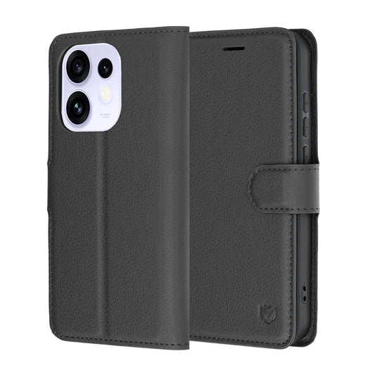Capa para Oppo Reno16 / Reno16 Pro, Techsuit, Leather Folio, Preta