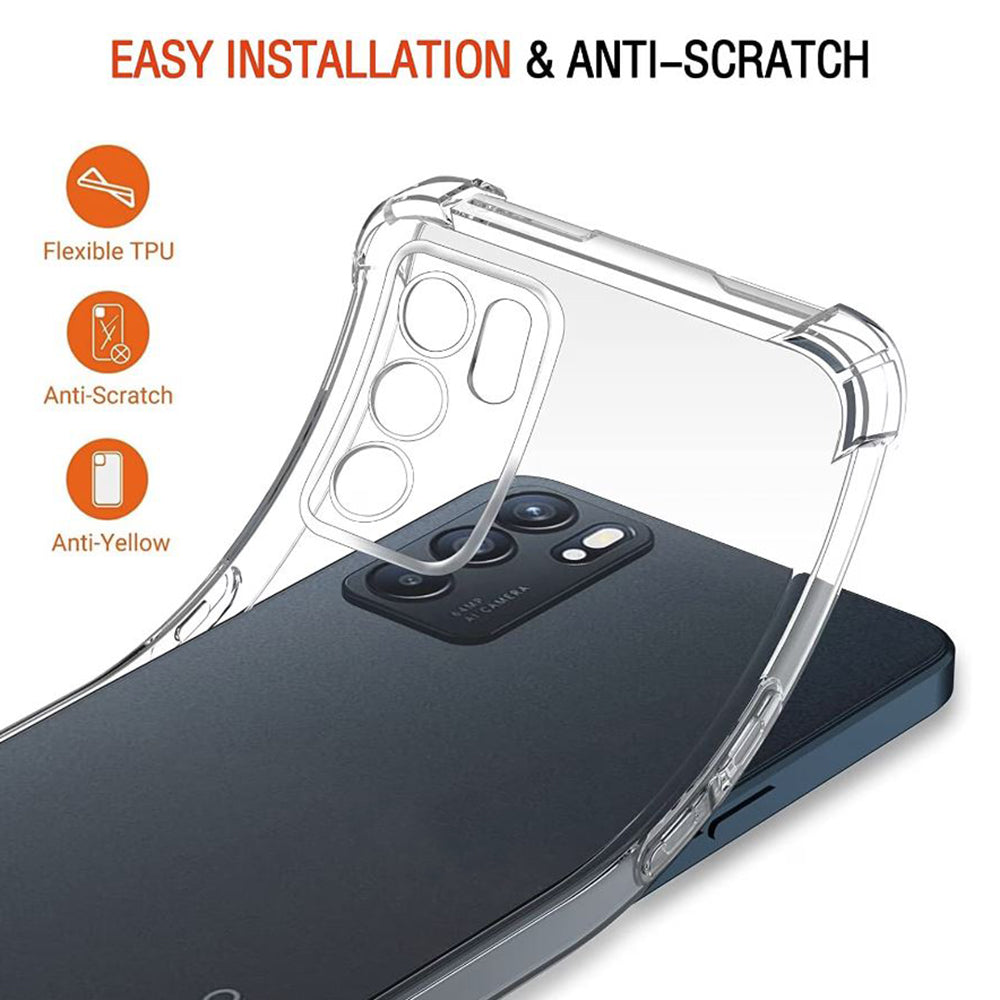 Capa para Oppo Reno6 5G, Techsuit, Transparente à Prova de Choques, Transparente