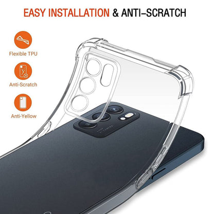 Capa para Oppo Reno6 5G, Techsuit, Transparente à Prova de Choques, Transparente