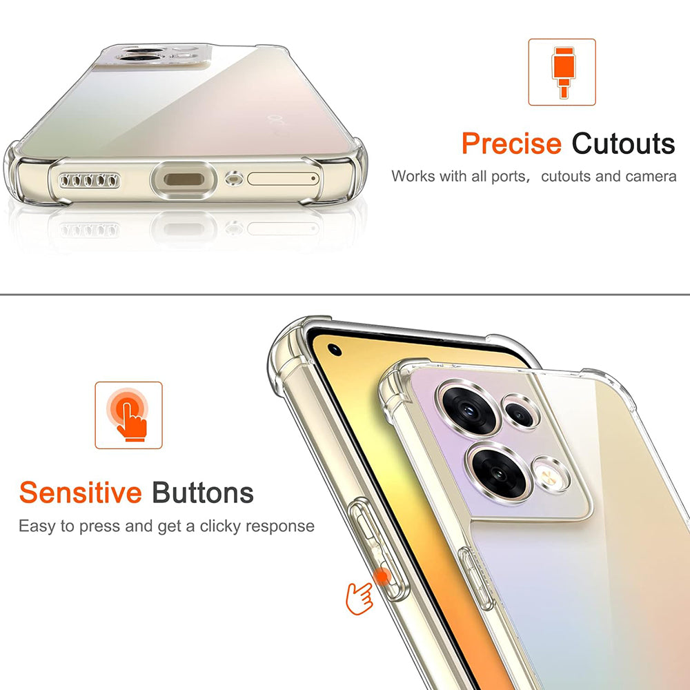Capa para Oppo Reno8, Techsuit, Shockproof Clear, Transparente