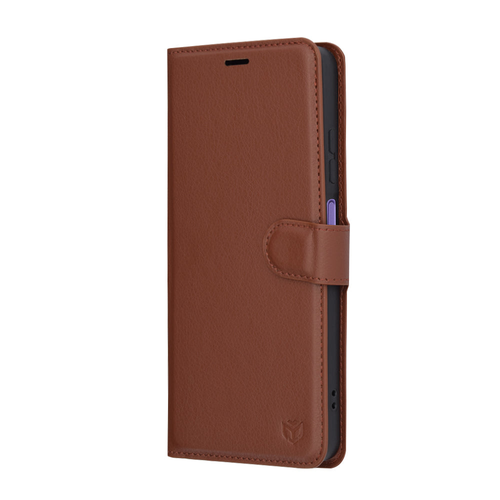 Capa para Realme 12x / 12, Techsuit, Leather Folio, Castanha