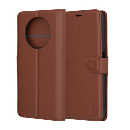 Capa para Realme 12x / 12, Techsuit, Leather Folio, Castanha