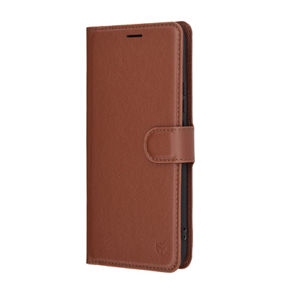 Capa para Realme 14 Pro+, Techsuit, Leather Folio, Castanha
