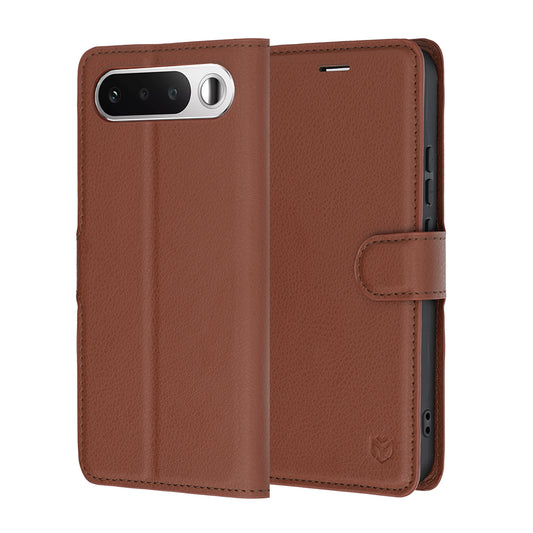 Capa para Realme 16, Techsuit, Leather Folio, Castanha