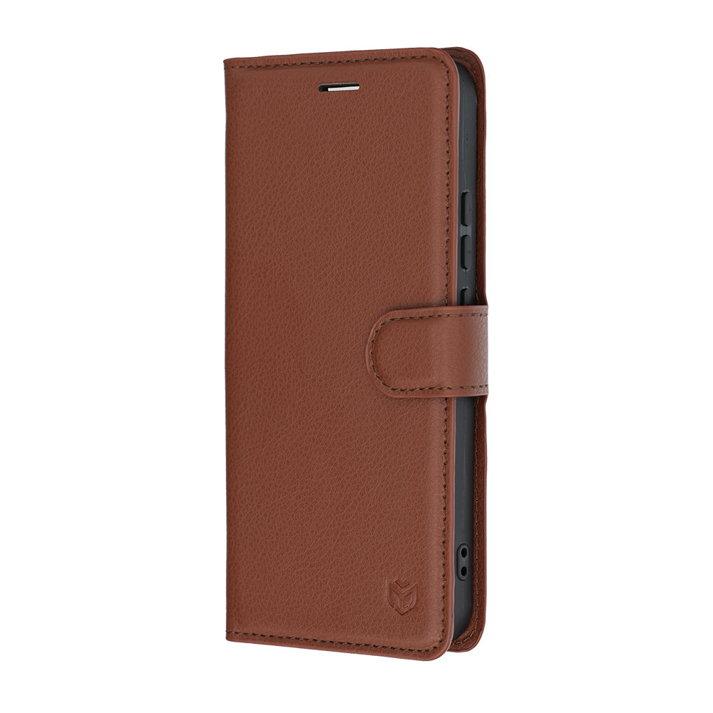 Capa para Realme 16, Techsuit, Leather Folio, Castanha