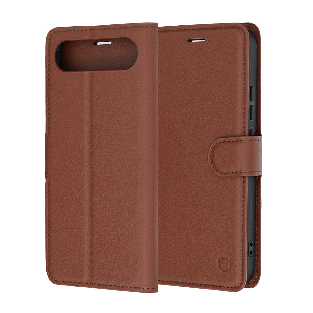 Capa para Realme 16, Techsuit, Leather Folio, Castanha