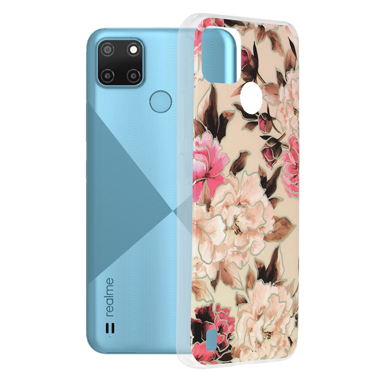 Capa para Realme C21Y / C25Y, Techsuit, Marble, Bege