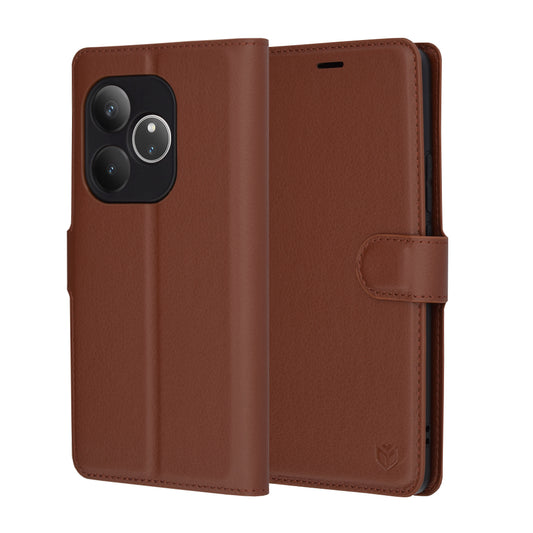Capa para Realme GT 6T / GT 6, Techsuit, Leather Folio, Castanha