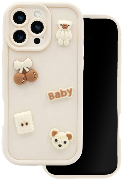 Capa para Samsung Galaxy S26 Plus S947, OEM, Ultra Trendy 3D Bear, Bege