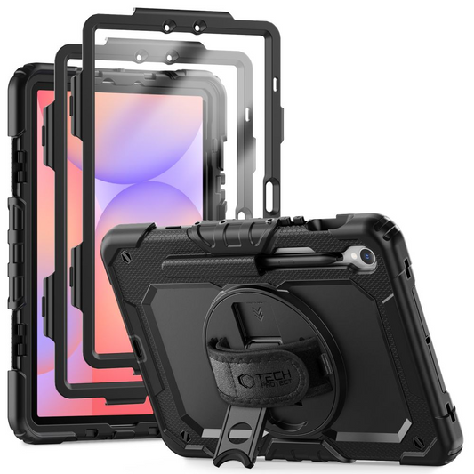 Capa para Samsung Galaxy Tab S10 Lite / Tab S10 FE / Tab S9 FE / Tab S9, Tech-Protect, Solid360, Preta
