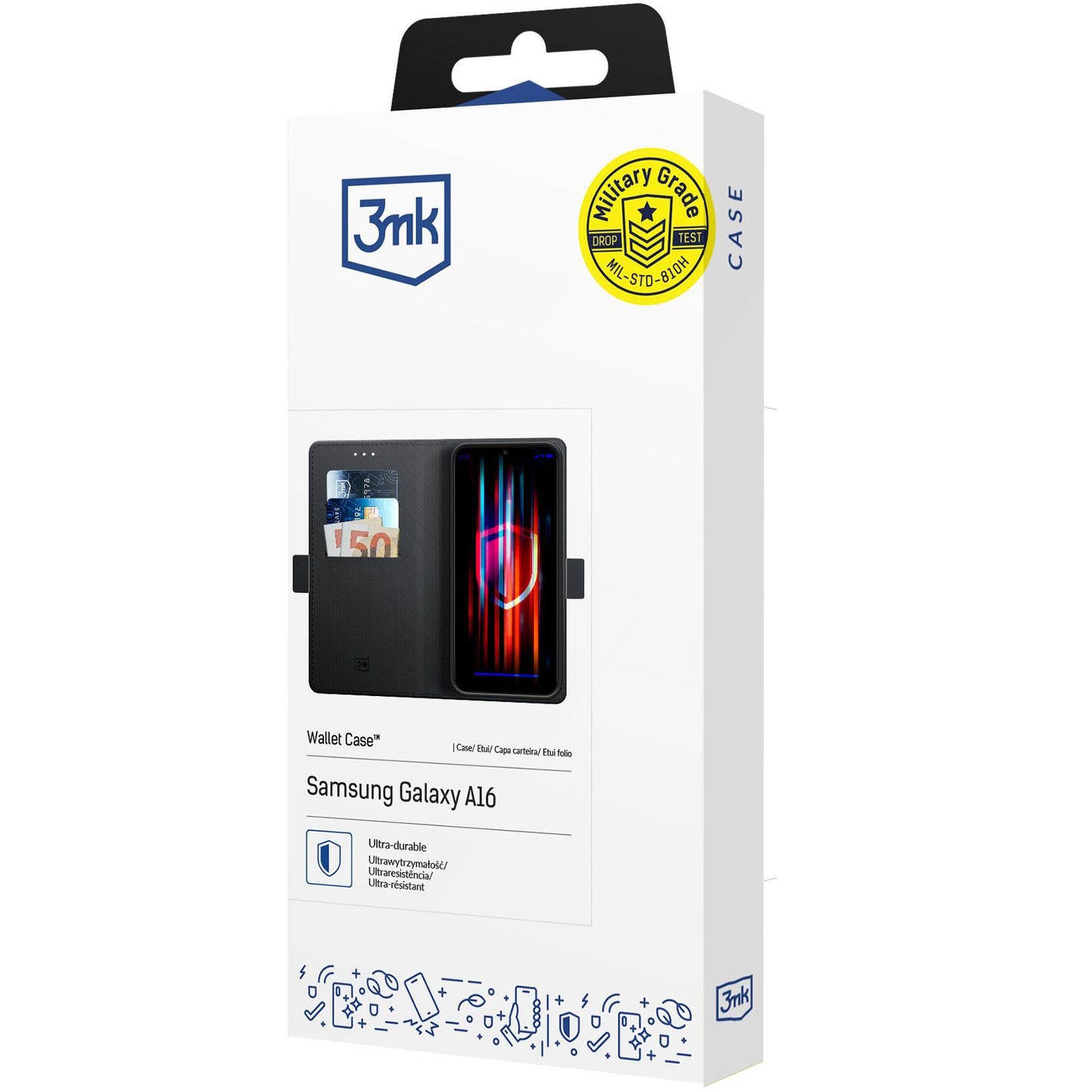 Capa para Samsung Galaxy A16 5G A166 / A16 4G A165, 3MK, Carteira, Preta