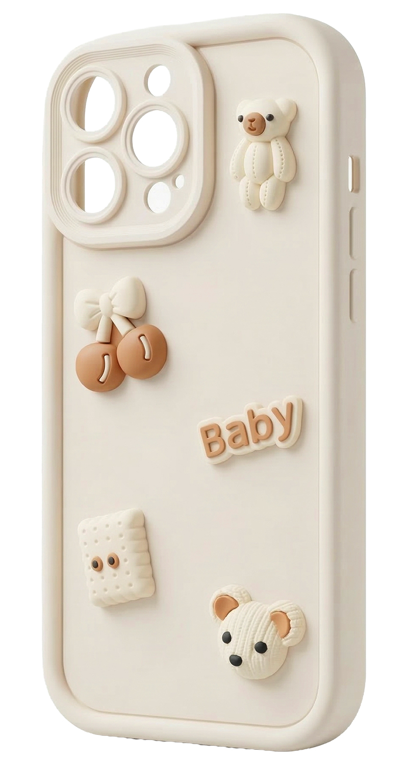 Capa para Samsung Galaxy S26 Plus S947, OEM, Ultra Trendy 3D Bear, Bege