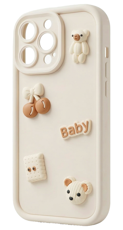 Capa para Samsung Galaxy S26 Plus S947, OEM, Ultra Trendy 3D Bear, Bege