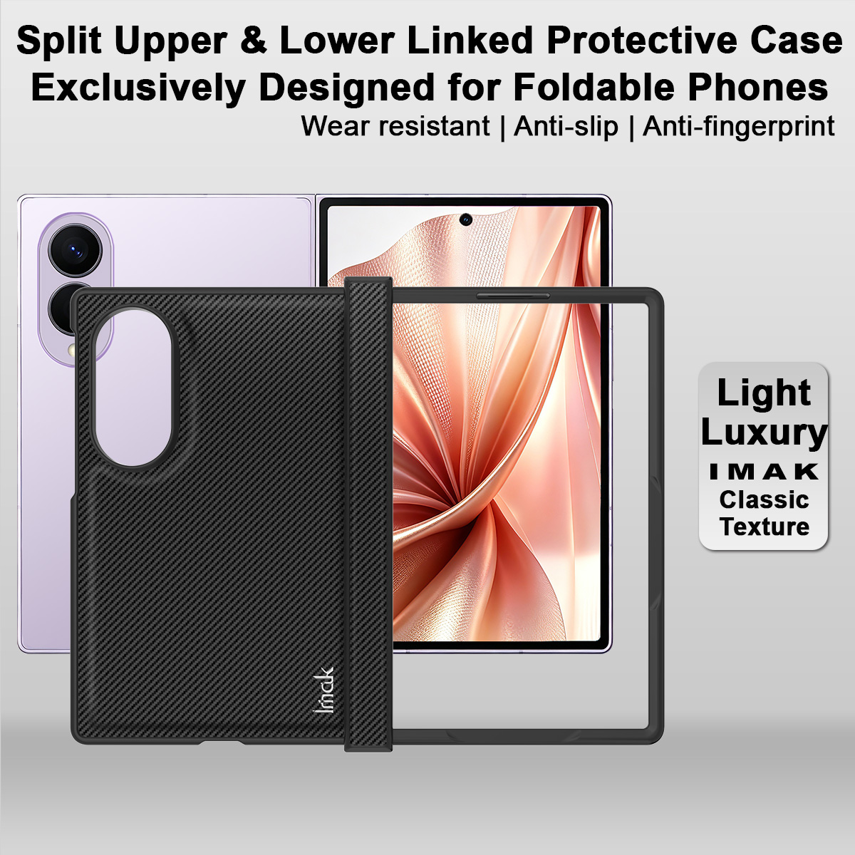 Capa para Samsung Galaxy Z Fold8 F971, Imak, Carbono, Preta