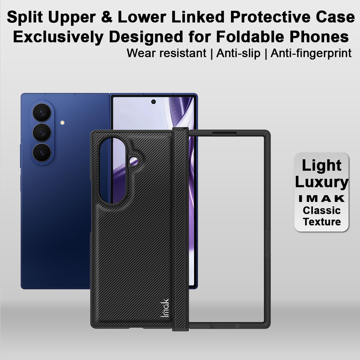 Capa para Samsung Galaxy Z Fold8 Ultra F976, Imak, Carbono, Preta
