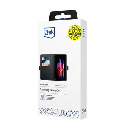 Capa para Samsung Galaxy A16 5G A166 / A16 4G A165, 3MK, Carteira, Preta