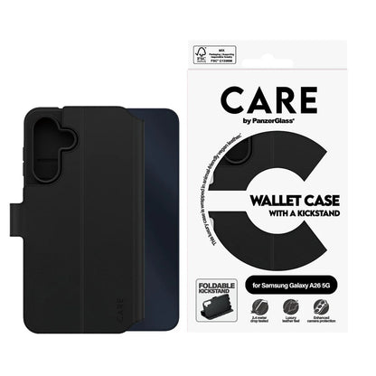 Capa para Samsung Galaxy A26 A266, PanzerGlass, com Suporte Kickstand Wallet, Preta
