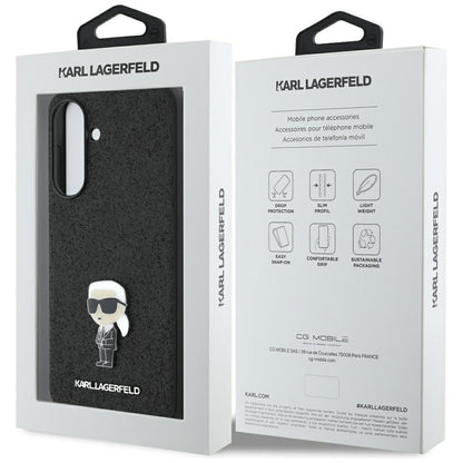 Capa para Samsung Galaxy A36 A366, Karl Lagerfeld, Glitter Fixed Ikonik Karl, Preta