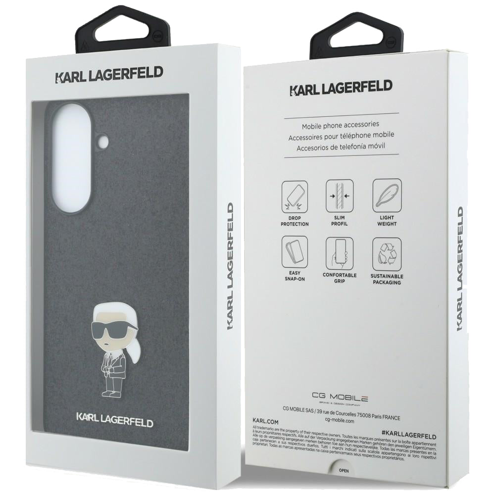 Capa para Samsung Galaxy A37 5G, Karl Lagerfeld, Glitter Fixed Ikonik Karl, Preta