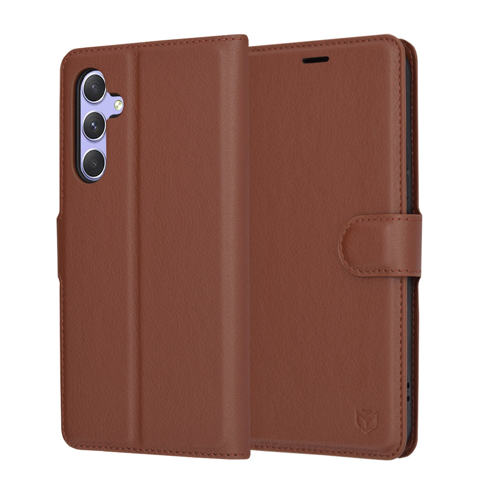 Capa para Samsung Galaxy A54 A546, Techsuit, Leather Folio, Castanha