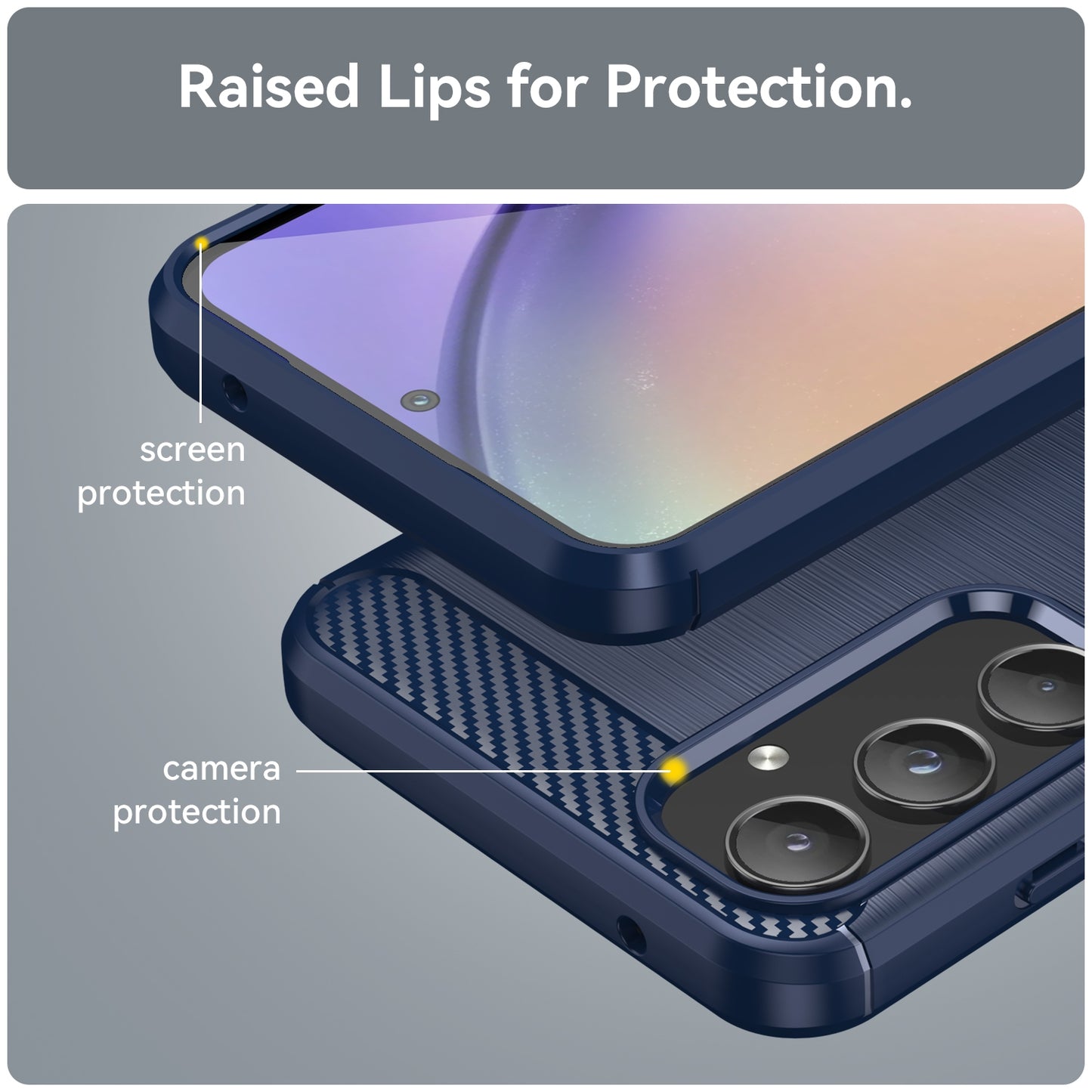 Case for Samsung Galaxy A55 5G A556, Techsuit, Carbon, Blue