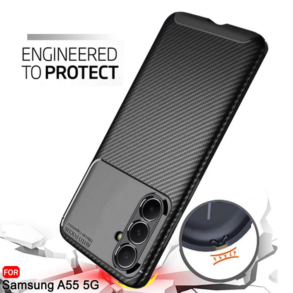 Capa para Samsung Galaxy A55 5G A556, Techsuit, Fibra de Carbon, Preta