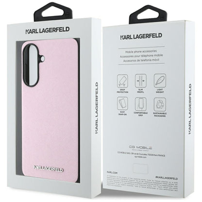 Capa para Samsung Galaxy A56 A566, Karl Lagerfeld, Saffiano Metal Logo, Rosa