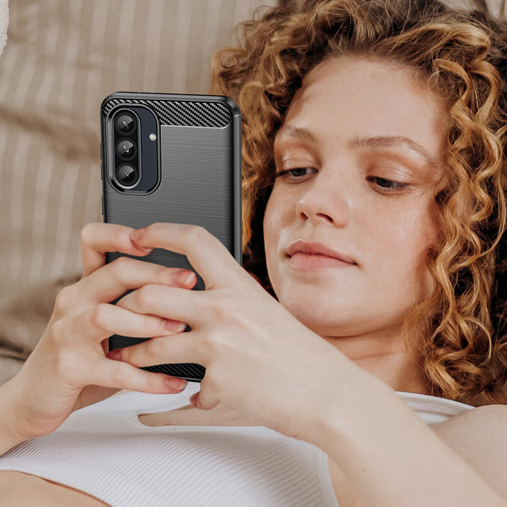 Capa para Samsung Galaxy A56 A566, Techsuit, Carbono, Preta