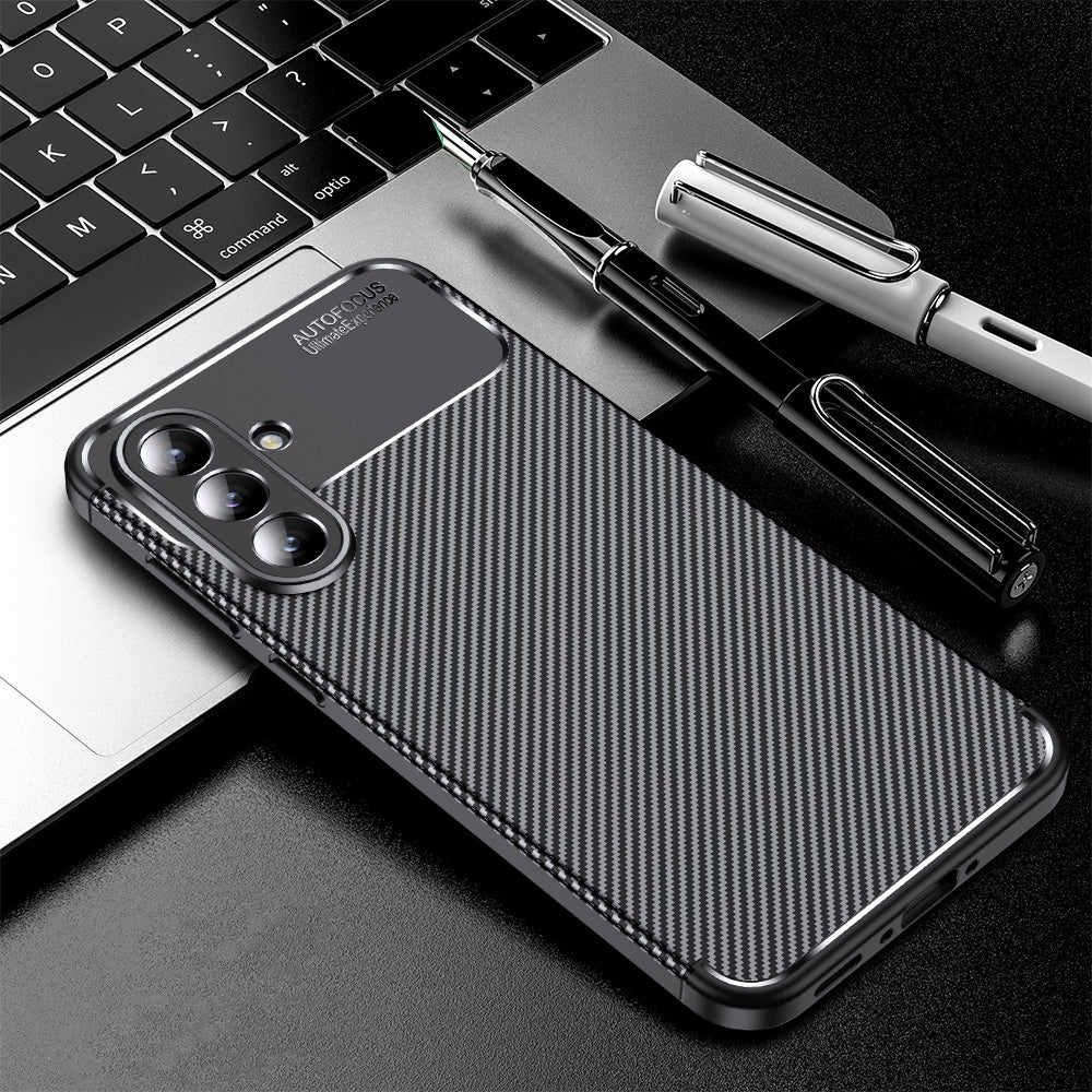 Capa para Samsung Galaxy A56 A566, Techsuit, Fibra de Carbon, Preta