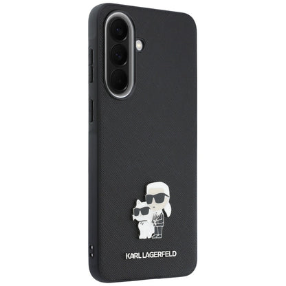 Capa para Samsung Galaxy A57 5G, Karl Lagerfeld, Saffiano Karl & Choupette Metal, Preta