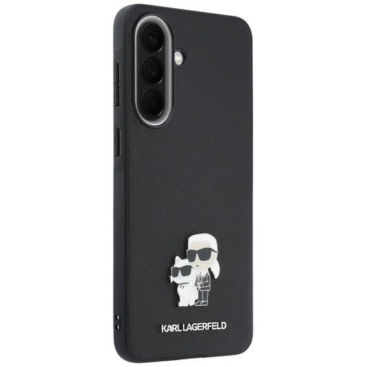 Capa para Samsung Galaxy A57 5G, Karl Lagerfeld, Saffiano Karl & Choupette Metal, Preta