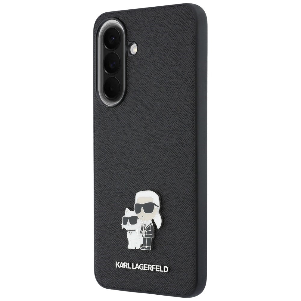 Capa para Samsung Galaxy A57 5G, Karl Lagerfeld, Saffiano Karl & Choupette Metal, Preta