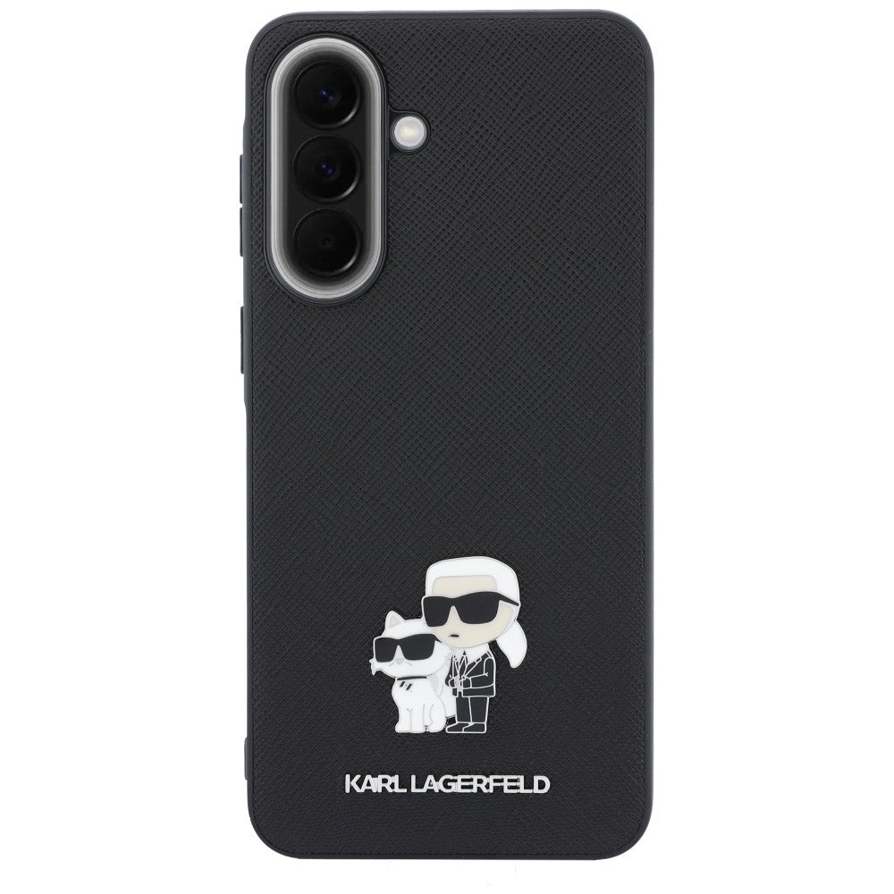Capa para Samsung Galaxy A57 5G, Karl Lagerfeld, Saffiano Karl & Choupette Metal, Preta