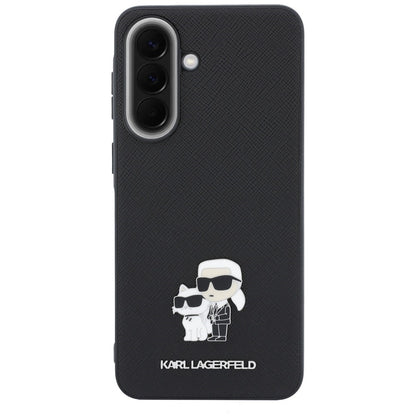 Capa para Samsung Galaxy A57 5G, Karl Lagerfeld, Saffiano Karl & Choupette Metal, Preta