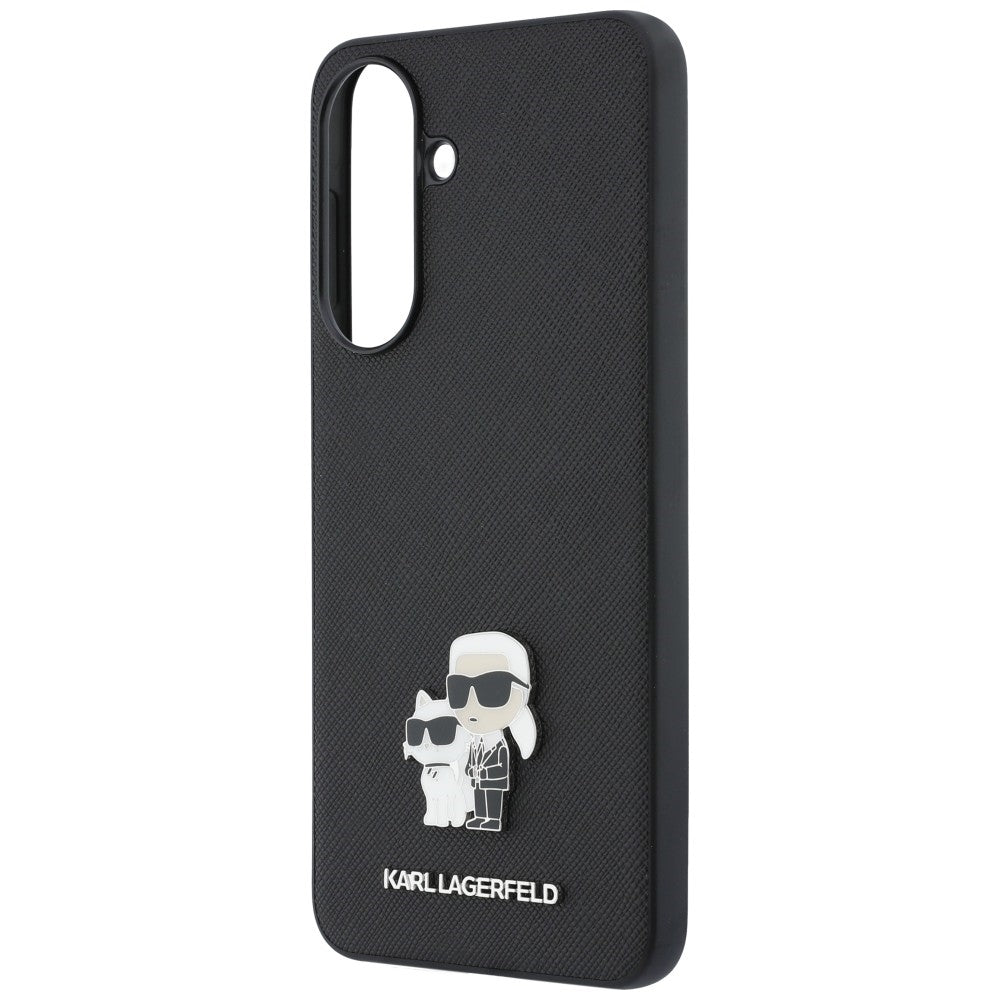 Capa para Samsung Galaxy A57 5G, Karl Lagerfeld, Saffiano Karl & Choupette Metal, Preta