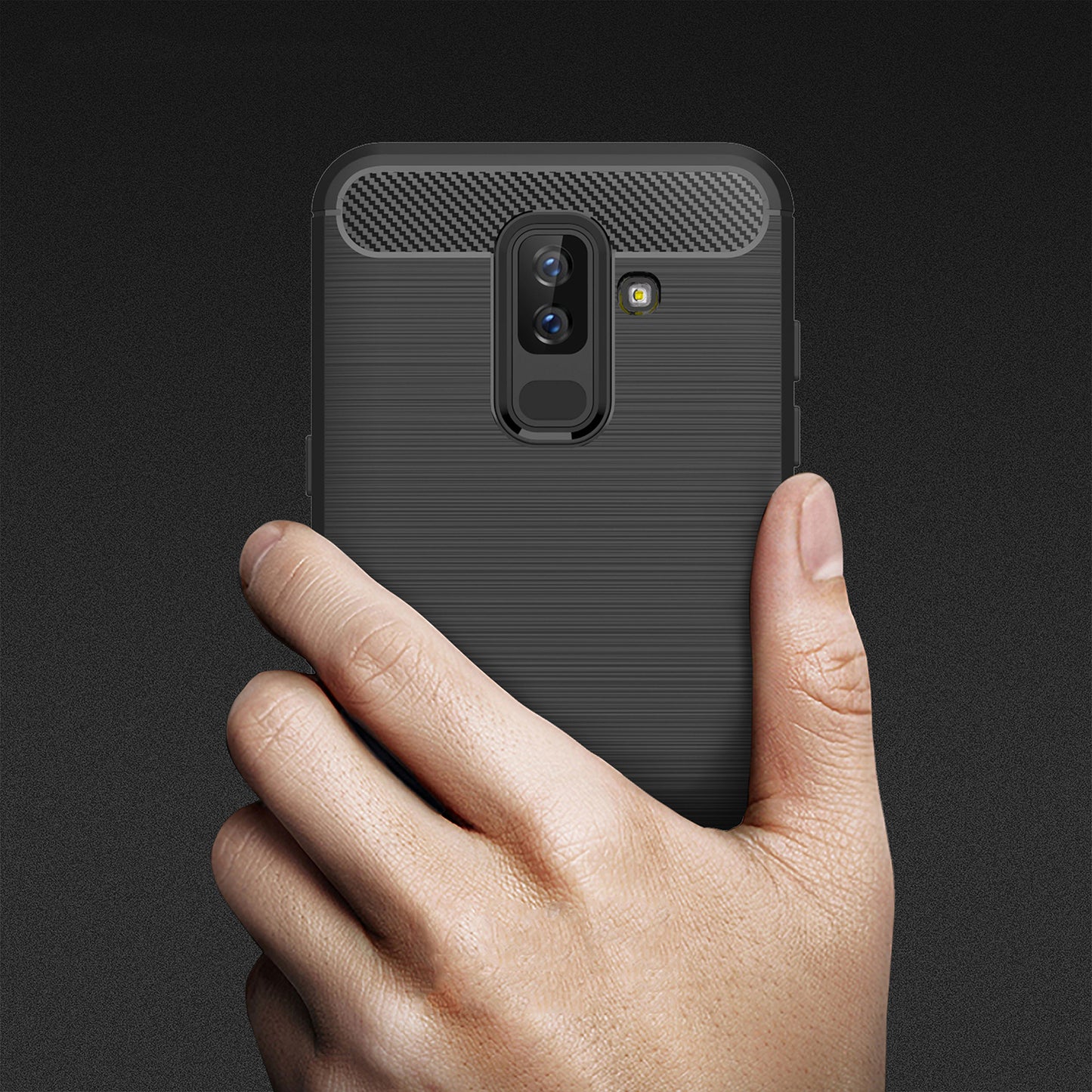 Capa para Samsung Galaxy A6 Plus (2018) A605, Techsuit, Carbono, Preta