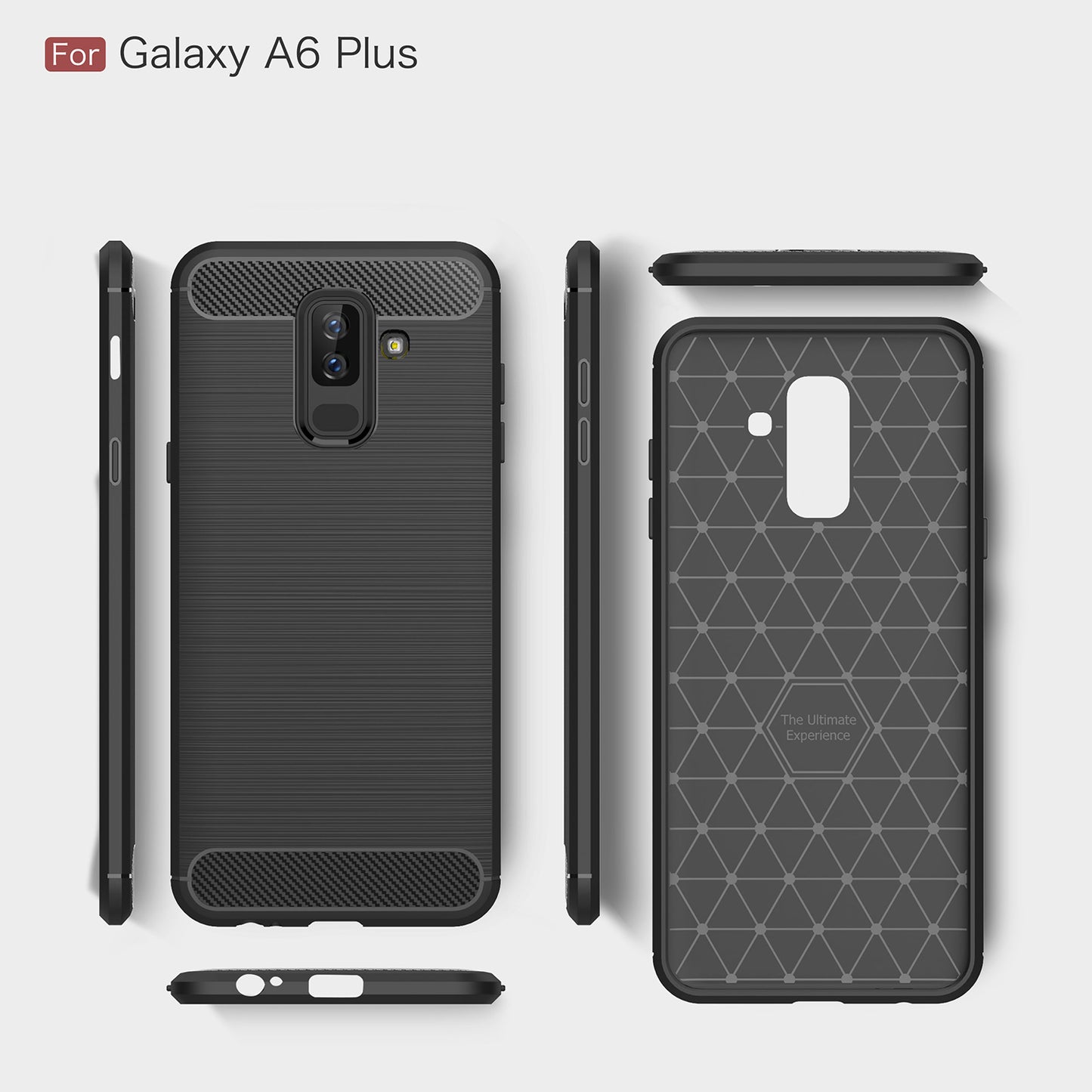 Capa para Samsung Galaxy A6 Plus (2018) A605, Techsuit, Carbono, Preta