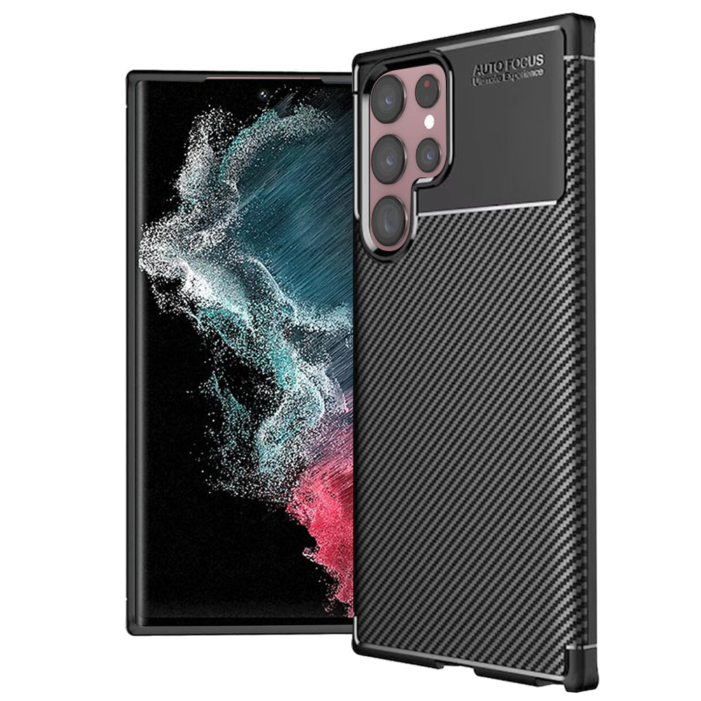Capa para Samsung Galaxy S22 Ultra 5G S908, Techsuit, Fibra de Carbon, Preta
