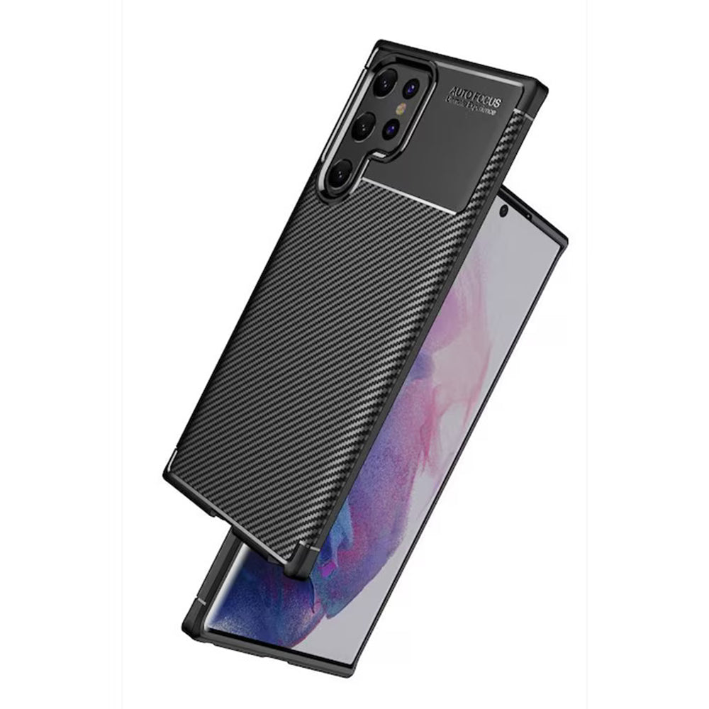 Capa para Samsung Galaxy S22 Ultra 5G S908, Techsuit, Fibra de Carbon, Preta